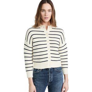 Alex Mill Nico Chunky Stripe Cotton Cardigan Alex Mill Ivory Navy XL